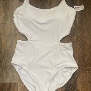 Old Navy White cut out one piece swimsuit size medium